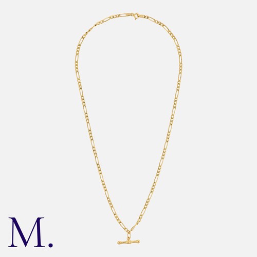 160 - A Gold Chain with T-Bar Pendant in 9K yellow gold.

Size: 50cm
Weight: 2.9g