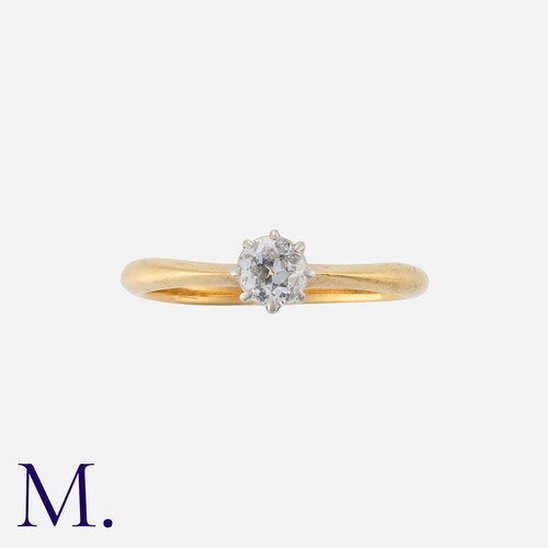 184 - A Diamond Solitaire Ring in 18k yellow gold, set with a round cut diamond of approximately 0.25ct. M... 