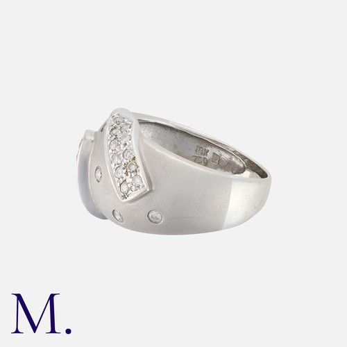 120 - A Diamond Ring in 18k white gold, of bombé form, set with round cut diamonds totalling approximately... 