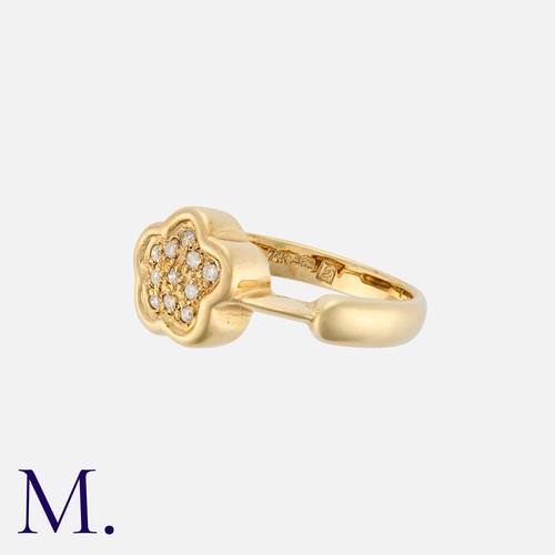 50 - A Diamond Ring in 14k yellow gold, of flower design set with round cut diamonds. Marked 14k, 585.

S... 