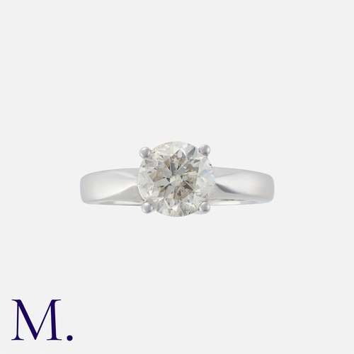 177 - A Diamond Solitaire Ring in 18k white gold, set with a round cut diamond of approximately 2.18ct. Ma... 