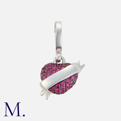 68 - THEO FENNEL, A Ruby Heart Pendant in 18k white gold, the heart motif pave set with round cut rubies,... 