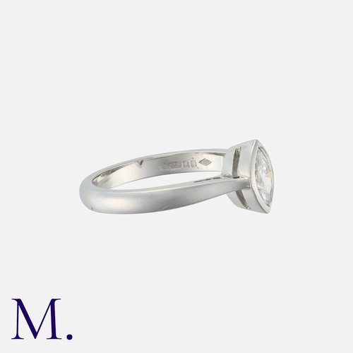 69 - A Diamond Solitaire Ring in platinum, set with a central marquise cut diamond of approximately 0.40c... 