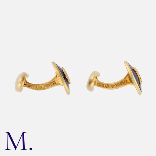 145 - SPORRONG, A Pair Of Presentation Cufflinks in 18 carat yellow gold, the enamel decoration featuring ... 