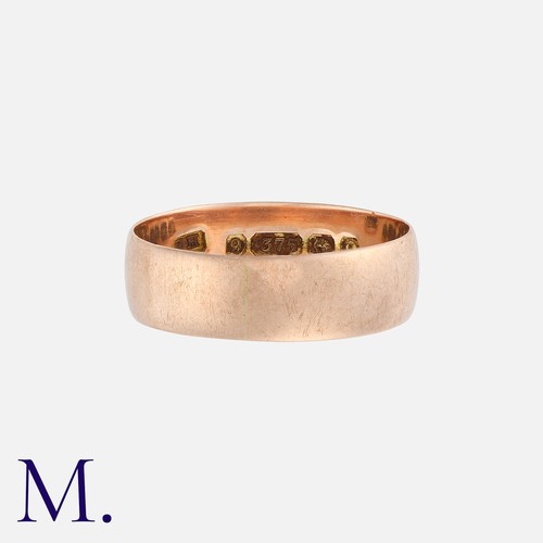 3 - An Antique Rose Gold Mizpah Ring in 9K gold, with wide band embossed to the front with the word 'miz... 