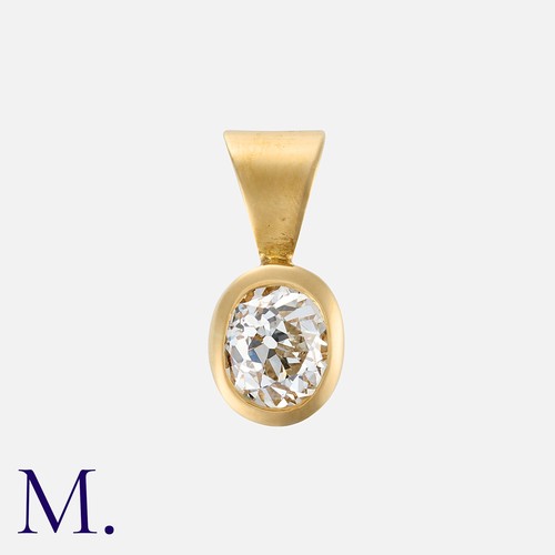 70 - An Old Cut Diamond Pendant in yellow gold, set with an old cut diamond weighing approx. 0.60ct.  Hal... 