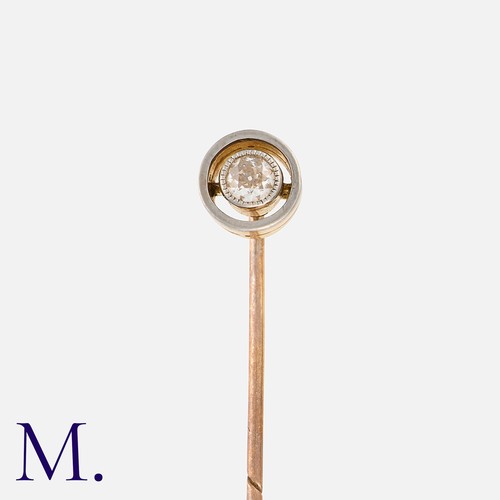 247 - An Antique Diamond Stick Pin in yellow gold set with an old cut diamond weighing approx. 0.18ct.  Wi... 