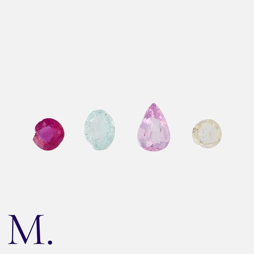 273 - A Set of Gemstones including: 

1. a rose cut diamond (0.44ct)
2. a pink sapphire (1.17ct)
3. an aqu... 