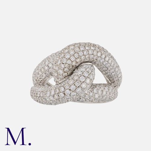 121 - A Diamond Knot Ring in white gold, pavé set with round cut diamonds weighing approx. 2.50ct  in tota... 