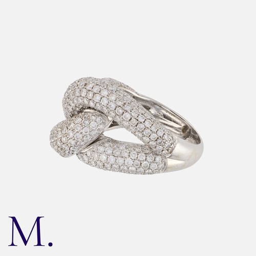 121 - A Diamond Knot Ring in white gold, pavé set with round cut diamonds weighing approx. 2.50ct  in tota... 