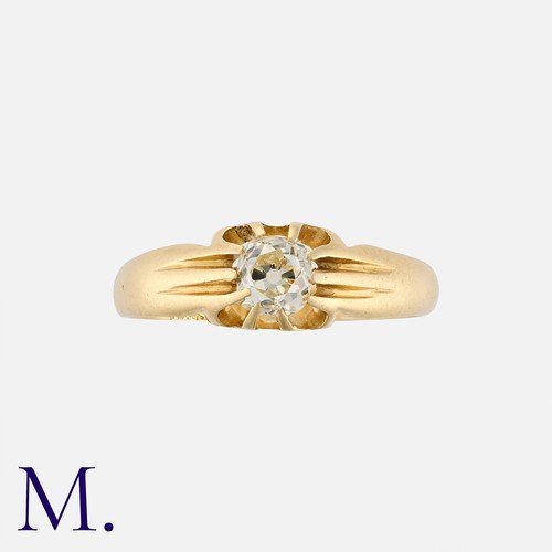 174 - An Old Cut Diamond Gypsy Ring in 18 carat yellow gold, set with an old cut diamond of approximately ... 