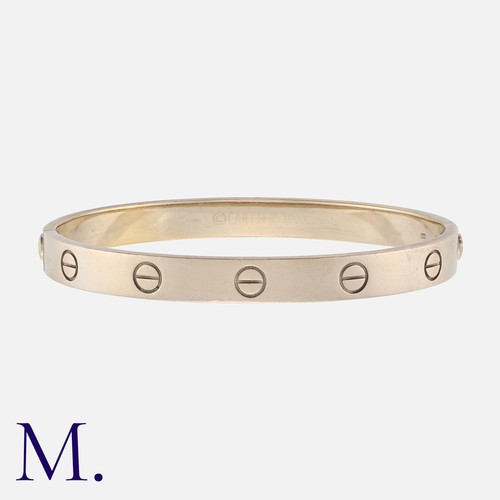 152 - CARTIER. A Love Bangle Bracelet in 18K white gold with attendant screwdriver.  Signed Cartier and se... 