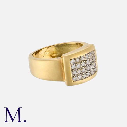 103 - A Diamond Ring in 18K yellow gold, pavé set with 24 round cut diamonds.  French marks for 18ct gold.... 