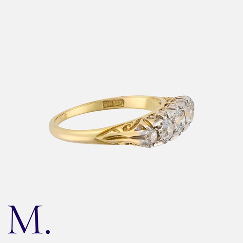 34 - An Old Cut Diamond Five Stone Ring in 18 carat yellow gold, comprising five graduated old cut diamon... 