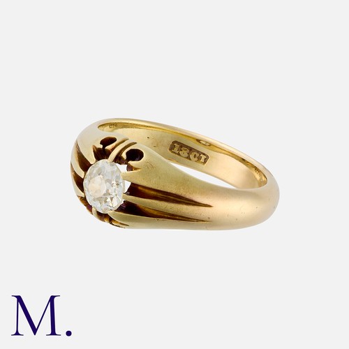 25 - A Diamond Gypsy Ring in 18 carat yellow gold, set with an old cut diamond of approximately 0.50 cara... 