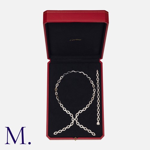 51 - CARTIER. A Diamond Diadea Necklace and Bracelet Set in 18K white gold, set with round cut diamonds, ... 