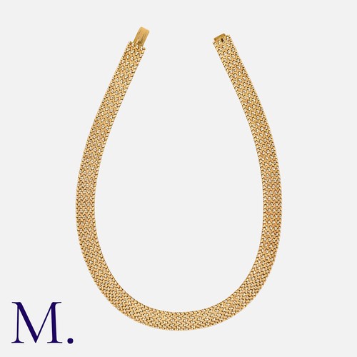 122 - A French Woven Gold Collar in 18K yellow and white gold.  French marks for 18ct gold and maker's mar... 