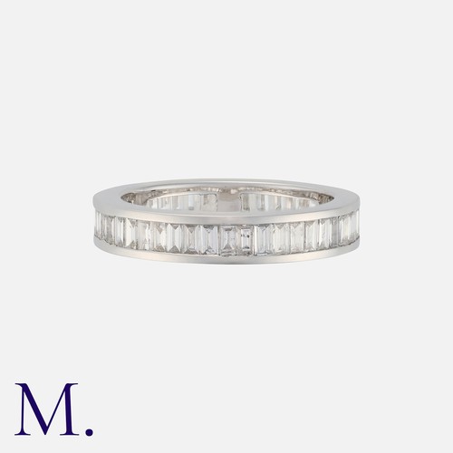 135 - A Diamond Eternity Band set with baguette-cut diamonds weighing approx. 2.4ct in total.  Unmarked; t... 