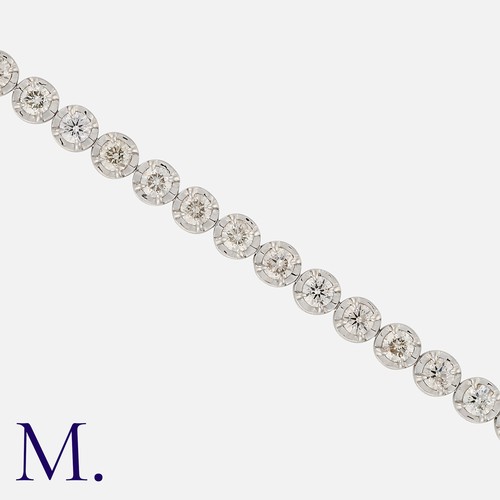 111 - A 5.0ct Diamond Bracelet in platinum, set with 35 round brilliant cut diamonds weighing a total of 5... 