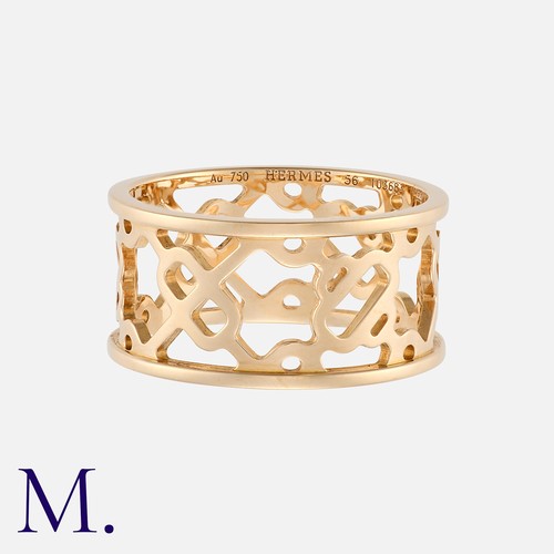 103 - HERMÈS, A 'Chain D'ancre Passarelle' Ring in 18 carat rose gold, designed as a stylised openwork cha... 