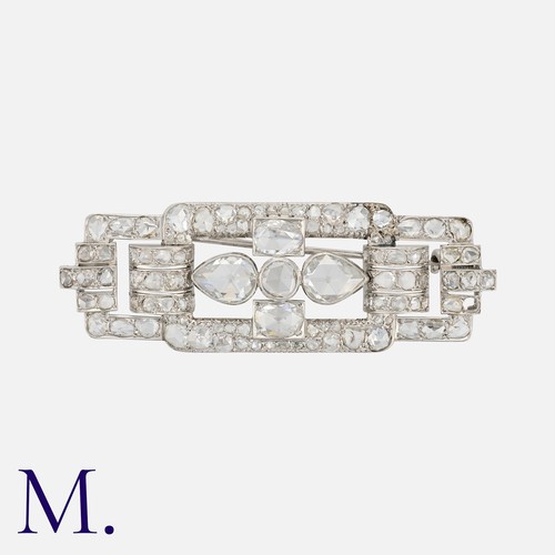104 - An Art Deco Rose Diamond Brooch in platinum, set with five principal rose cut diamonds - two pear-sh... 