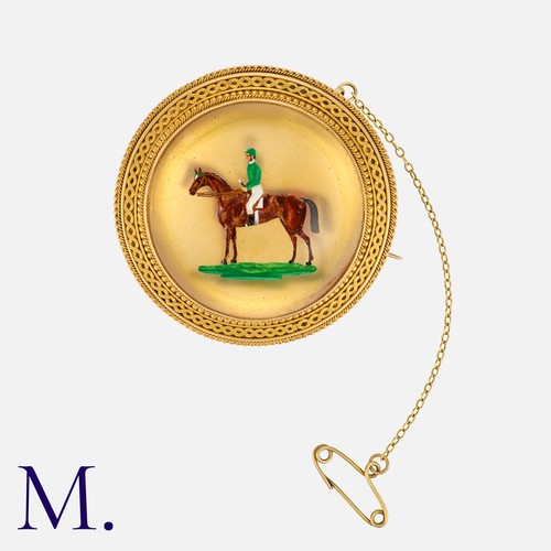 111 - A Large Antique Essex Crystal Intaglio Brooch in yellow gold,  set with a carved essex crystal intag... 