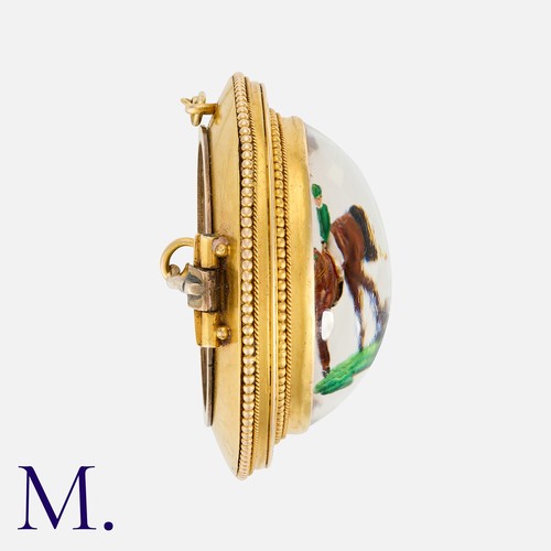 111 - A Large Antique Essex Crystal Intaglio Brooch in yellow gold,  set with a carved essex crystal intag... 