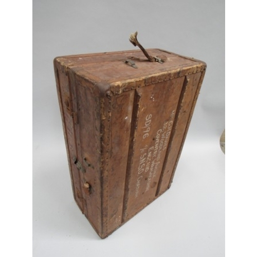 157 - Banded travel trunk with fitted compartments