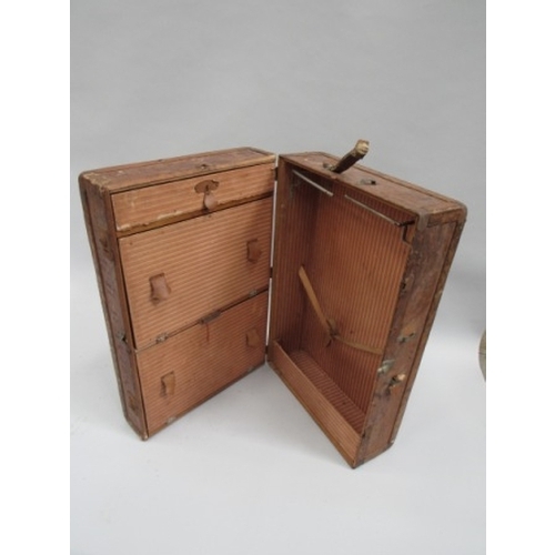 157 - Banded travel trunk with fitted compartments
