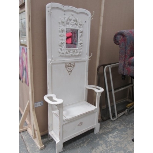 161 - White distressed look hall stand