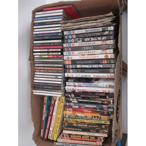 37 - Box of DVD's, CD's, 45s and Books