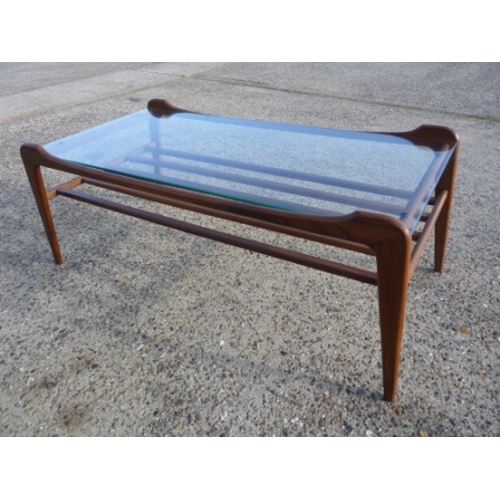 246 - Mid Century glass top coffee table