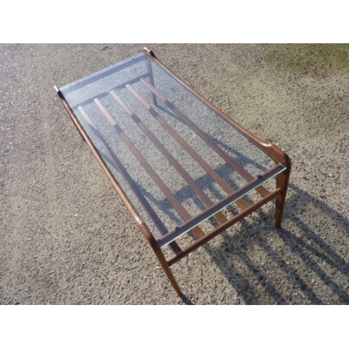 246 - Mid Century glass top coffee table