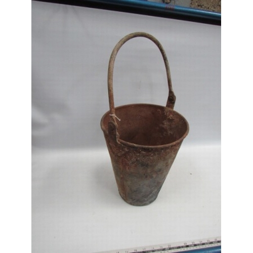 303 - Tall Metal bucket with handle - rivetted along sided