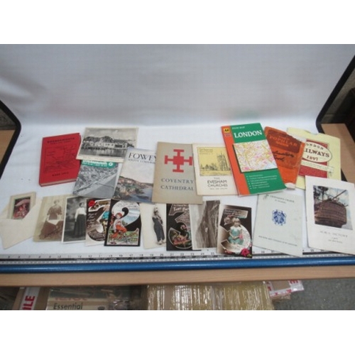 140 - Box of mags, postcards, London 1897 railways