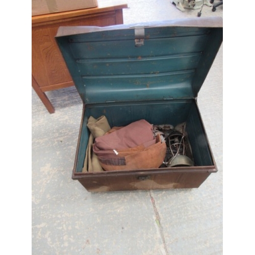 36 - Tin trunk and contents