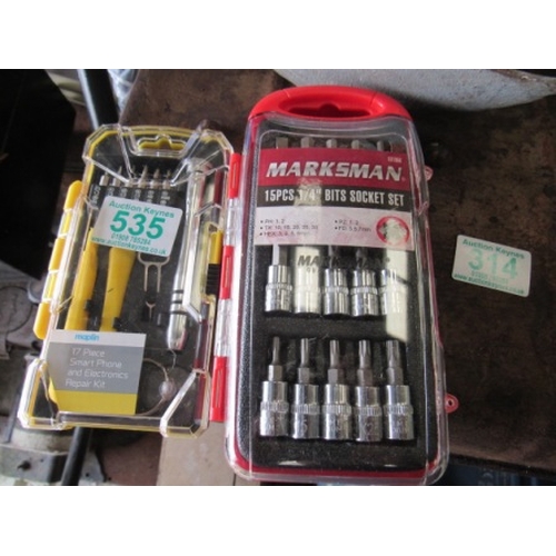 Maplin 17 piece smart phone & electronics repair kit Marksman 15 pieces .25 inch bits socket set