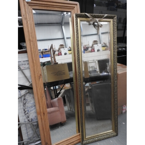 98 - 2 Hall mirrors, pine & gilt