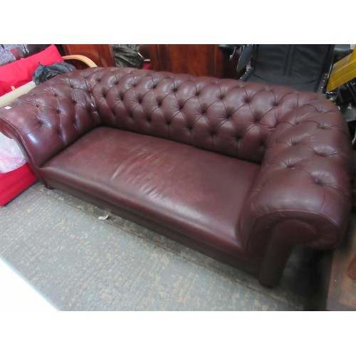 102 - Leather Chesterfield style sofa, slightly A/F