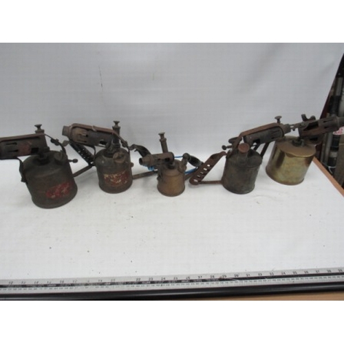 449 - 5 Brass blow lamps