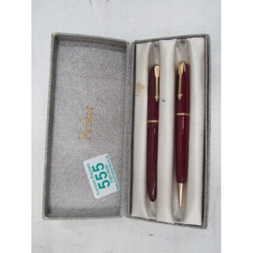 555 - Parker pen with 14k nib and a pencil