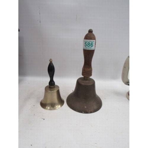 586 - 2 Brass hand bells