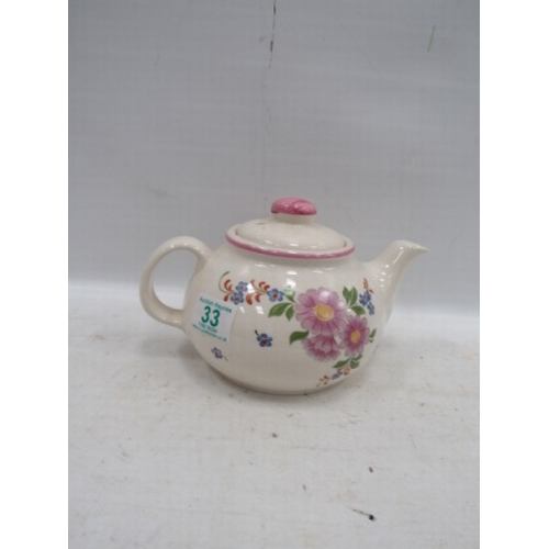 33 - Cream tea pot with flowers