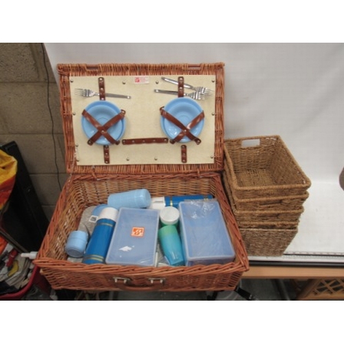 103 - picnic set and wicker boxes