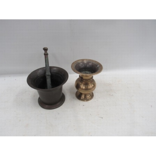 86 - Antique Mortar + Pestle & Chapel Vase