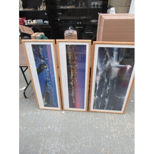 221 - 3 Large Framed photos 1 - 104cm x 54cm seascape & 2 -  104 x 38cm London - New York