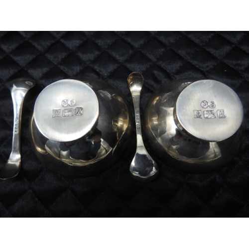 262 - 2 HM silver condiment pots with silver spoons