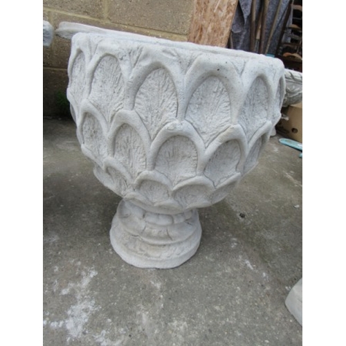 548 - Pineapple Urn-deep pineapple pattern planter on circular base(2 pieces)