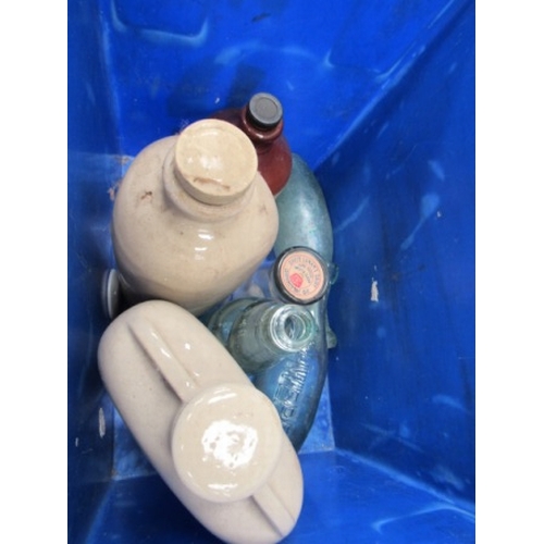 330 - Box old Stoneware & Bottles