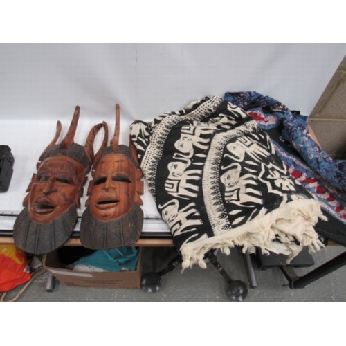 366 - 2 African Masks + Throws